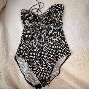 American Eagle Outfitters Navy and White Polka Dot One-Piece